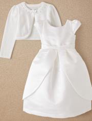 Conjunto de 2 piezas de vestido de satén para niñas - All Dressed Up