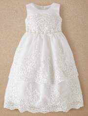 Girls Lace Applique Dress 2-Piece Set - Special Occasions