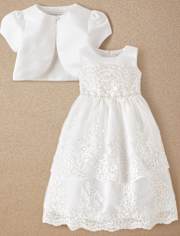 Girls Lace Applique Dress 2-Piece Set - Special Occasions