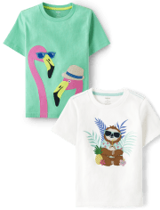 Boys Embroidered Top 2-Pack - Tropical Paradise
