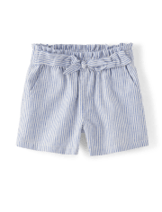 Girls Striped Linen-Blend 2-Piece Outfit Set