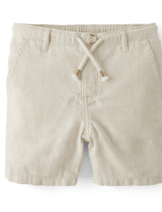 Conjunto de 2 piezas de camisa con botones y pantalones cortos sin cordones para niños - Lino