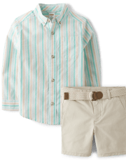 Boys Dad And Me Striped 2-Piece Outfit Set - Signs of Spring
