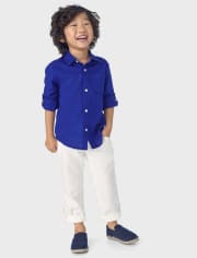 Conjunto de 2 piezas de camisa con botones y pantalones sin cierres para papá y yo para niños - Lino