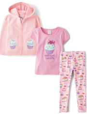Girls Dessert 3-Piece Outfit Set - Birthday Boutique