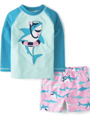 Speedo Boy's Graphic Shark Short Sleeve Swim Shirt - Ly Sports