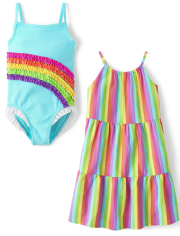 Girls Rainbow 2-Piece Swim Set - Splish-Splash