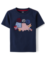 Boys Embroidered Map 2-Piece Outfit Set - American Cutie