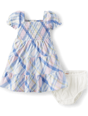 Baby Girls Matching Family Plaid Dress 2-Piece Outfit Set - Spring Celebrations