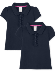 Girls Stain Resistant Ruffle Polo 2-Pack - Uniform