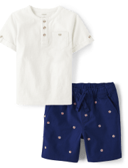 Boys Embroidered Baseball 2-Piece Outfit Set - Baseball Champ