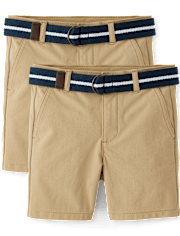 Boys Quick Dry Chino Shorts 2-Pack - Uniform