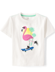 Boys Embroidered Flamingo 2-Piece Outfit Set - Little Classics