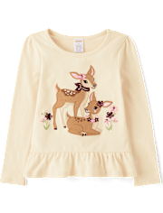 Girls Embroidered Deer 3-Piece Outfit Set - Country Charm