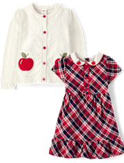 Conjunto de traje de 2 piezas a cuadros para niñas - Classroom Cutie