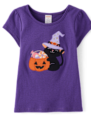 Conjunto Niña Calabaza Gato Bordado 2 Piezas - Halloween