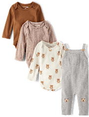 Unisex Baby Bear Sweater Overalls 4-Piece Outfit Set - Homegrown by Gymboree