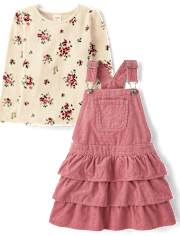 Girls Floral Skirtall 2-Piece Outfit Set - Country Charm