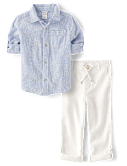 Kids Striped Linen-Blend 2-Piece Outfit Set