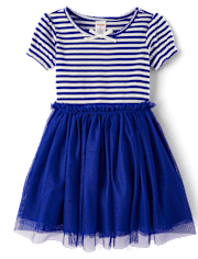 Girls Striped Dress 2-Piece Outfit Set - Little Essentials