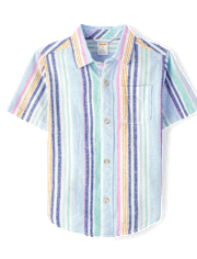 Boys Striped Linen-Blend 2-Piece Outfit Set - Italian Riviera