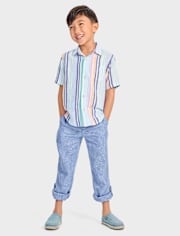 Boys Striped Linen-Blend 2-Piece Outfit Set - Italian Riviera