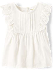 Girls Striped Eyelet 2-Piece Outfit Set