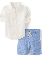 Kids Linen-Blend 2-Piece Outfit Set