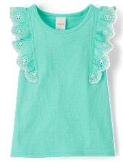 Girls Eyelet Flutter Top 3-Pack - Little Essentials