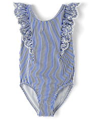 Girls Striped Eyelet 2-Piece Swim Set - Swim