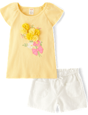 Girls Floral 2-Piece Outfit Set - Spring Celebrations