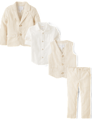 Boys Linen-Blend 4-Piece Suit Set - Special Occasions