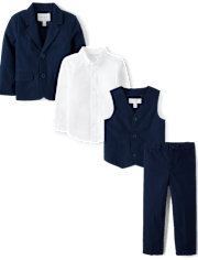 Boys Linen-Blend 4-Piece Suit Set - Special Occasions