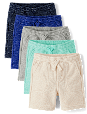 Boys French Terry Pull On Shorts 5-Pack - Little Essentials