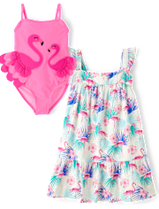 Girls Flamingo 2-Piece Swim Set - Swim