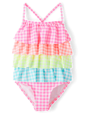 Girls Gingham Rainbow 2-Piece Swim Set - Swim
