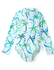 Girls Palm Tree 2-Piece Swim Set - Swim
