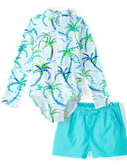 Girls Palm Tree 2-Piece Swim Set - Swim