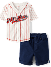 Boys Embroidered All Star 2-Piece Outfit Set - Sweet Summer