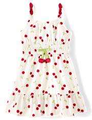 Girls Cherry Ruffle 2-Piece Outfit Set - Sweet Summer