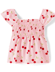 Girls Cherry Smocked 2-Piece Outfit Set - Sweet Summer