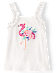 Girls Embroidered Flamingo 3-Piece Outfit Set - Seaside Palms