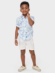 Kids Palm Linen-Blend 2-Piece Outfit Set