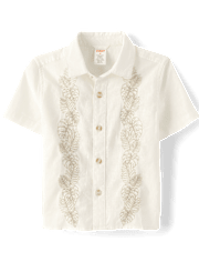 Girls Embroidered Linen-Blend 2-Piece Outfit Set