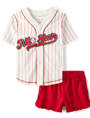 Girls Embroidered All Star 2-Piece Outfit Set - Sweet Summer