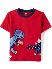 Boys Embroidered Dino 2-Piece Outfit Set - American Cutie