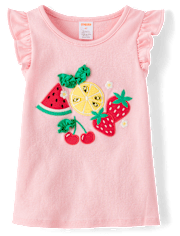 Girls Embroidered Fruit 2-Piece Outfit Set - Little Essentials