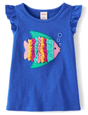 Girls Embroidered Fish 2-Piece Outfit Set - Little Essentials