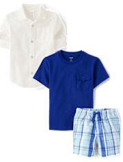 Boys Plaid 3-Piece Outfit Set