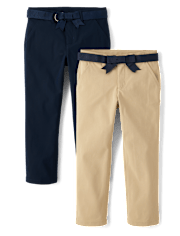 Girls Quick Dry Chino Pants 2-Pack - Uniform
